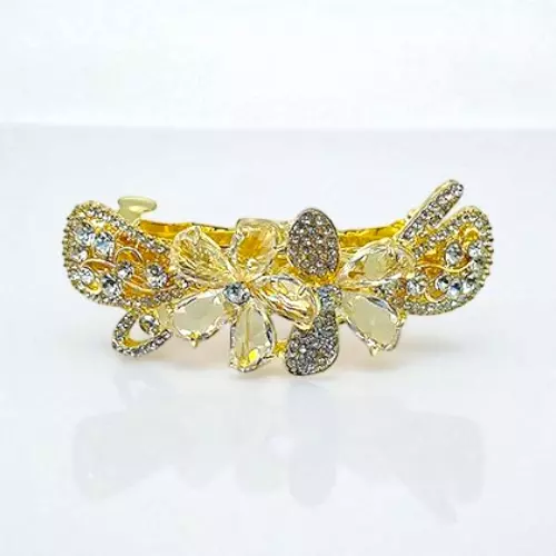Dazzling Crystal Embellished Floral Hair Barrette