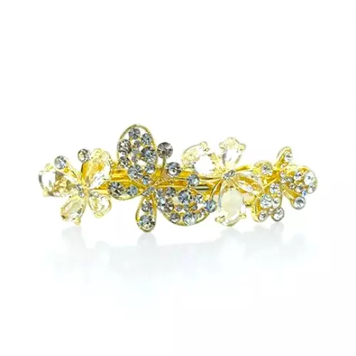 Sparkling Butterfly & Floral Crystal Hair Barrette