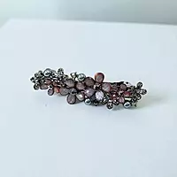 Elegant Floral Barrette Hair Clip with Crystals & Pearls