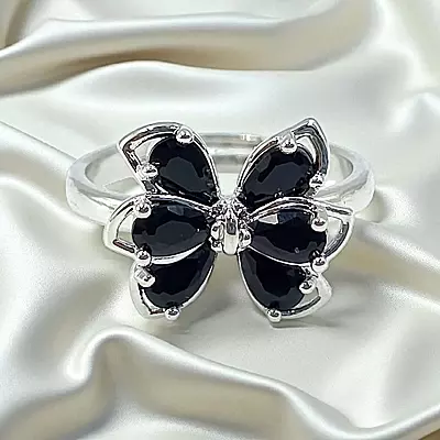 Elegant Butterfly Ring | Adjustable Silver-Plated Statement Jewelry