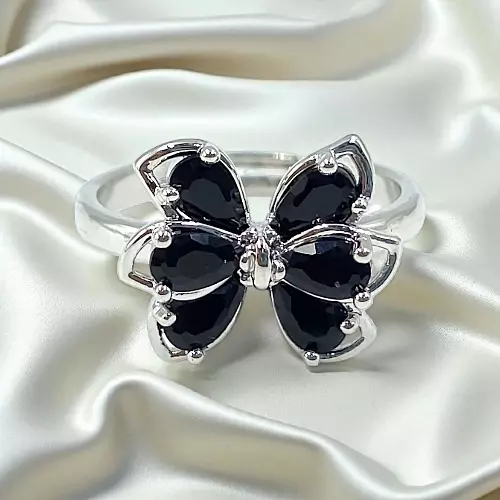 Elegant Butterfly Ring | Adjustable Silver-Plated Statement Jewelry