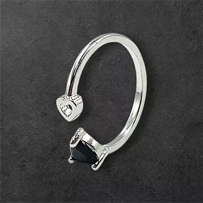 Heart Gemstone Adjustable Ring | Silver-Plated Statement Jewelry