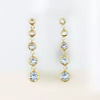 Dazzling Gold Dangle Drop Earrings - Bezel Cubic Zirconia Statement Jewelry