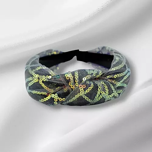 Iridescent Sequin Knotted Headband - Glamorous Hair Accessory