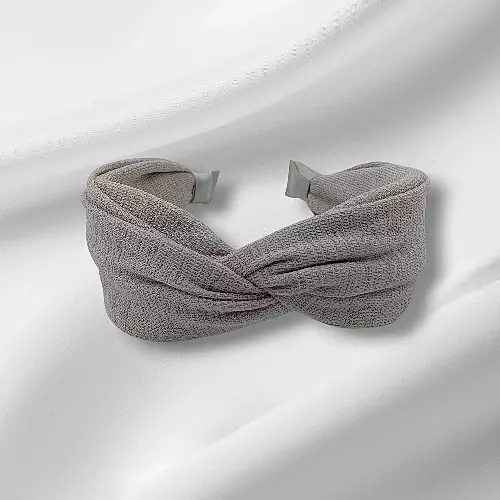 Chic Grey Knotted Headband - Textured Fabric Hair Accessory