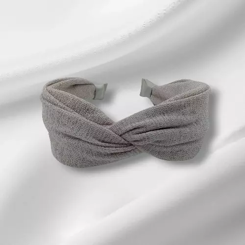Chic Grey Knotted Headband - Textured Fabric Hair Accessory