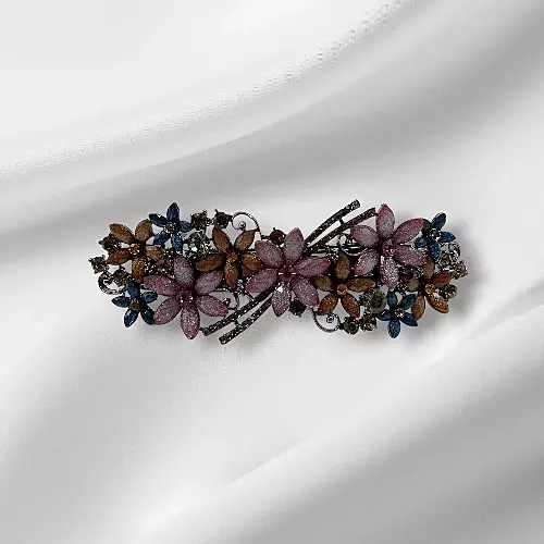 Elegant Pink Rhinestone French Barrette for Women | Hair Clip