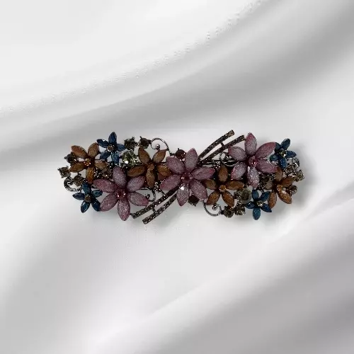 Elegant Pink Rhinestone French Barrette for Women | Hair Clip