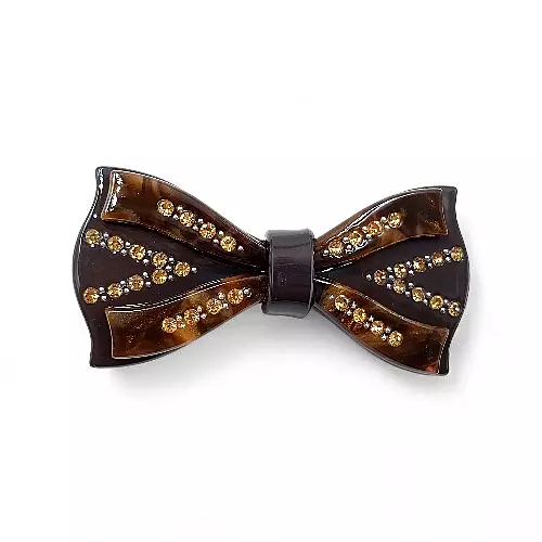 Elegant Tortoiseshell Brown Ribbon Hair Barrette Clip for Women