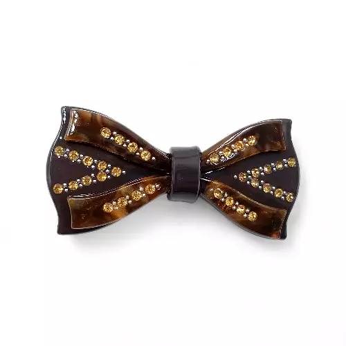 Elegant Tortoiseshell Brown Ribbon Hair Barrette Clip for Women