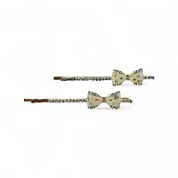 Sparkling White Bow Crystal Hair Clips (Set of 2)