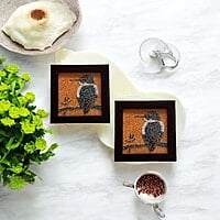 Zardozi Kingfisher Wooden Coaster (Set of 2) Zardozi Kingfisher Wooden Coaster (Set of 2)