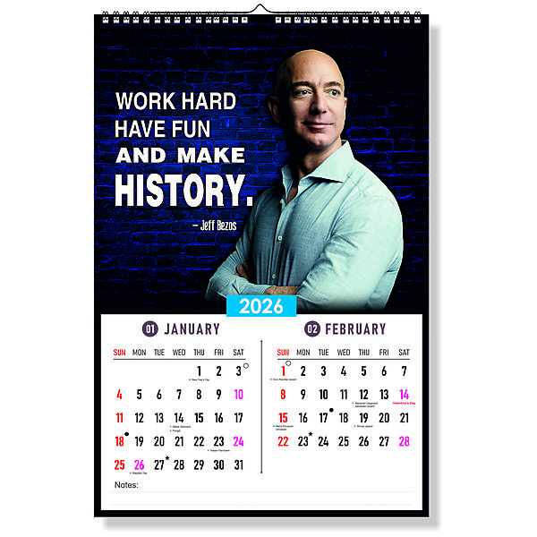Zoozoartz 2026 Motivational Quotes with Leaders Wall Calendar