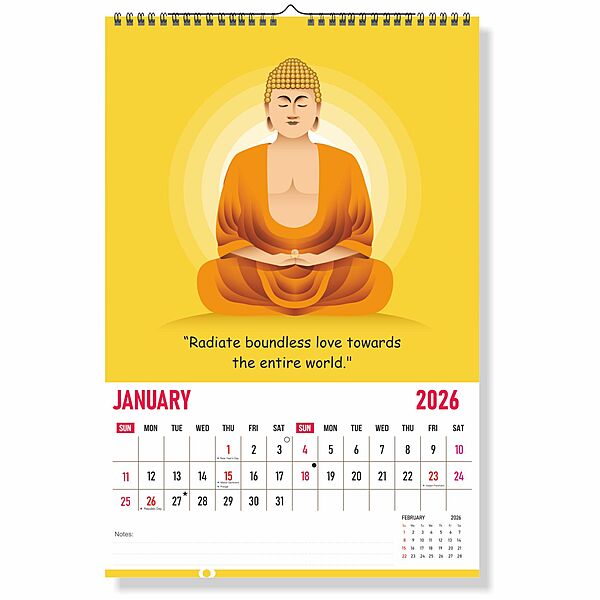 2026 Buddha Inspirational Wall Calendar