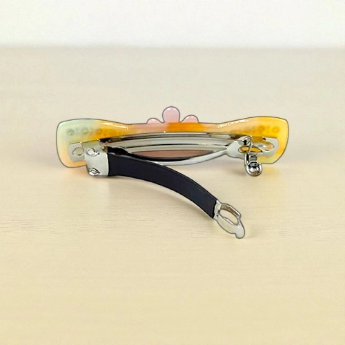 Acetate Hair Barrette with Floral Accent