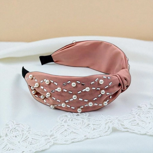 Elegant Pearl & Rhinestone Turban Knot Headband