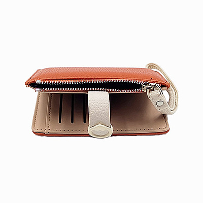 Slim Bi-fold Wristlet Wallet with Zipper & Card Holder