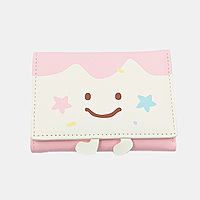 Cute Pink Trifold Cartoon Wallet with ID Window & Charms
