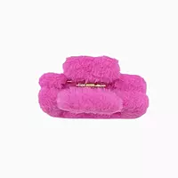 Plush Faux Fur Hair Claw Clip - Vibrant Pink Hair Clamp