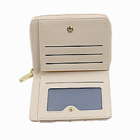 Elegant Compact Bi-Fold Cream Wallet with Zipper Coin Pocket