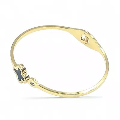 Black Clover Anti-Tarnish Gold Bangle - Stainless Steel