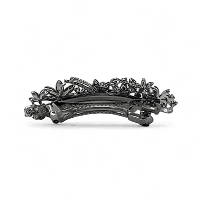 Blue Floral Crystal French Barrette - Vintage Hair Clip