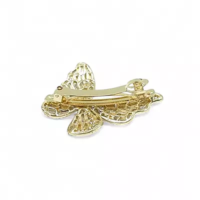 Crystal Butterfly Hair Clip - Sparkling Gold Barrette