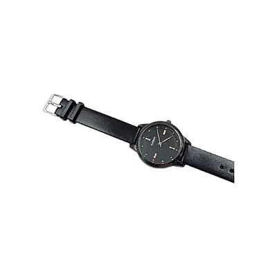 Unisex Minimalist Black Analog Faux Leather Strap Watch