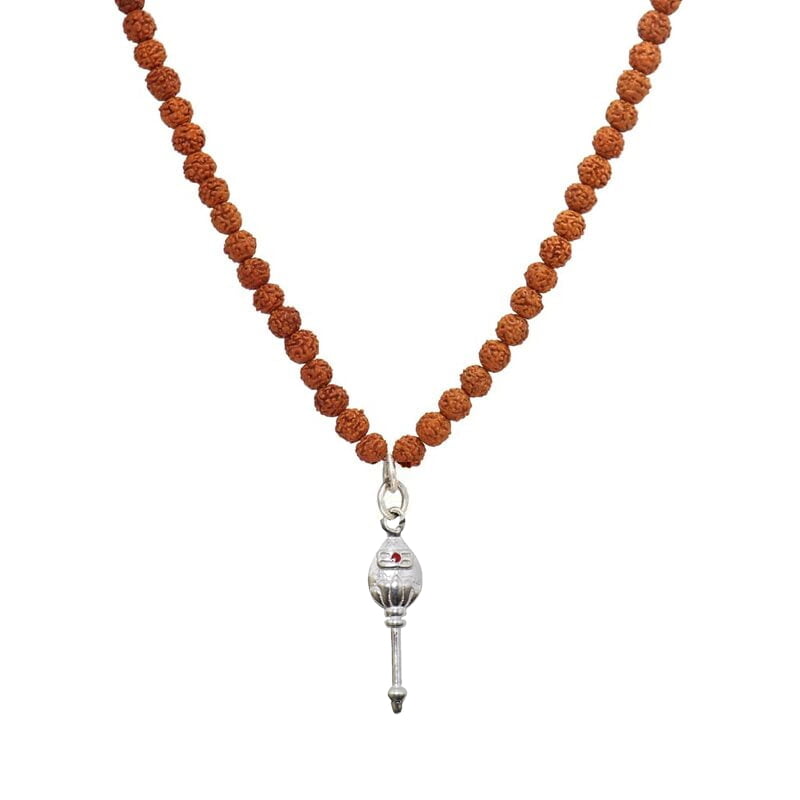 Rudraksha Mala with Silver Vel Pendant