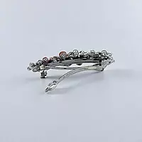 Elegant Floral Barrette Hair Clip with Crystals & Pearls