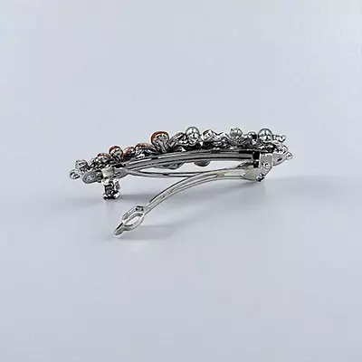 Elegant Floral Barrette Hair Clip with Crystals & Pearls