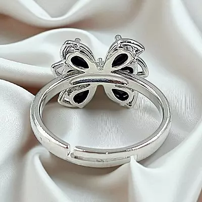Elegant Butterfly Ring | Adjustable Silver-Plated Statement Jewelry