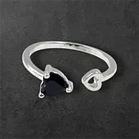 Heart Gemstone Adjustable Ring | Silver-Plated Statement Jewelry