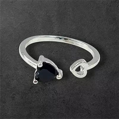 Heart Gemstone Adjustable Ring | Silver-Plated Statement Jewelry