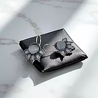 Elegant Grey Cat's Eye Earrings | Vintage-Inspired Dangle Earrings