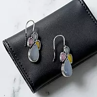 Multi-Stone German Silver Dangle Drop Earrings