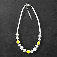 Vibrant Yellow Bead & Pearl Necklace and Earring Set | Elegant Fashion Jewelry