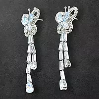 Dazzling Crystal Butterfly Dangle Earrings Long Drop