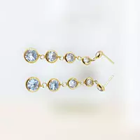 Dazzling Gold Dangle Drop Earrings - Bezel Cubic Zirconia Statement Jewelry