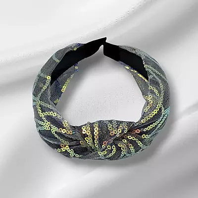 Iridescent Sequin Knotted Headband - Glamorous Hair Accessory