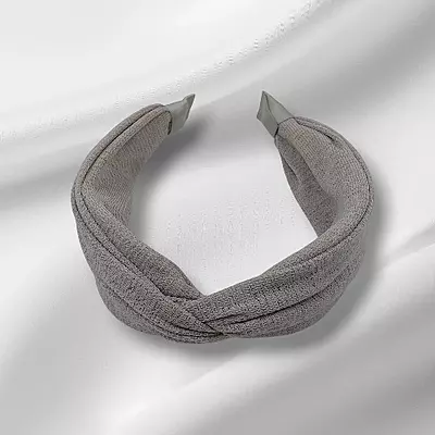 Chic Grey Knotted Headband - Textured Fabric Hair Accessory