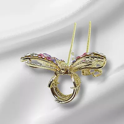 Gold Rhinestone Butterfly Claw Clip with Dangle Chains