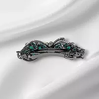 Teal & Blue Crystal Bow Hair Barrette - Elegant Gemstone Hair Clip