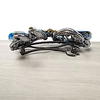 Elegant Blue Crystal Barrette - Gunmetal Butterfly Hair Clip