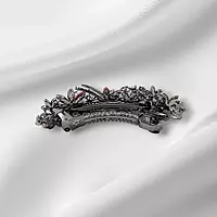 Elegant Pink Rhinestone French Barrette for Women | Hair Clip