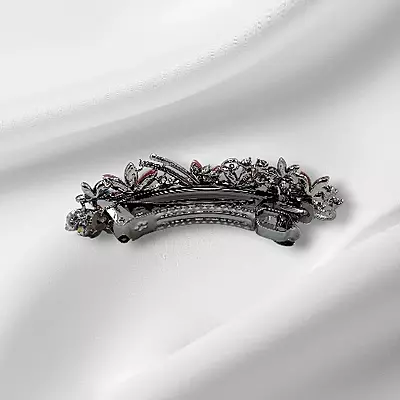 Elegant Pink Rhinestone French Barrette for Women | Hair Clip