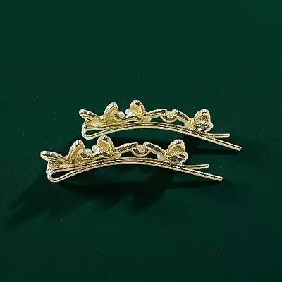 Elegant Golden Opal White Butterflies Hair Clips for Women