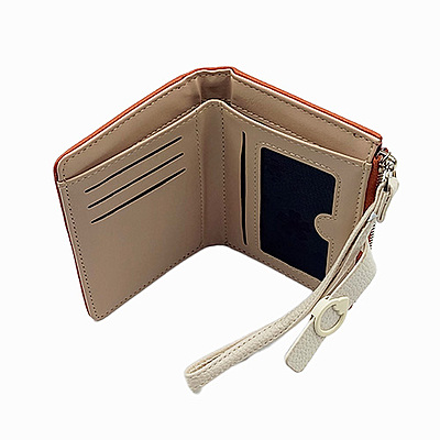 Slim Bi-fold Wristlet Wallet with Zipper & Card Holder
