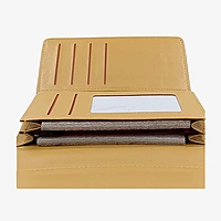 Dusty Blue Patterned Trifold Wallet with Tan Interior