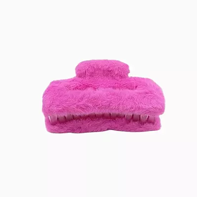 Plush Faux Fur Hair Claw Clip - Vibrant Pink Hair Clamp